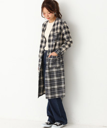 Another Edition | 2チェックロングシャツ　ネイビー/AEBC 2CHK LONG SHT　ＮＹ(カーディガン/ボレロ)