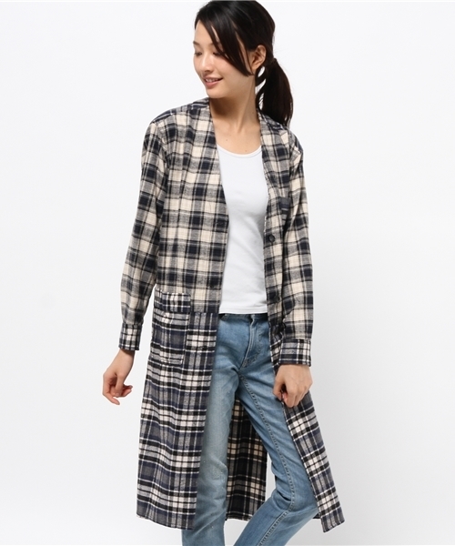 Another Edition（アナザーエディション）の「★★2チェックロングシャツ　ネイビー/AEBC 2CHK LONG SHT　ＮＹ（カーディガン/ボレロ・レディース・ネイビー・フリー）」の13枚目の写真