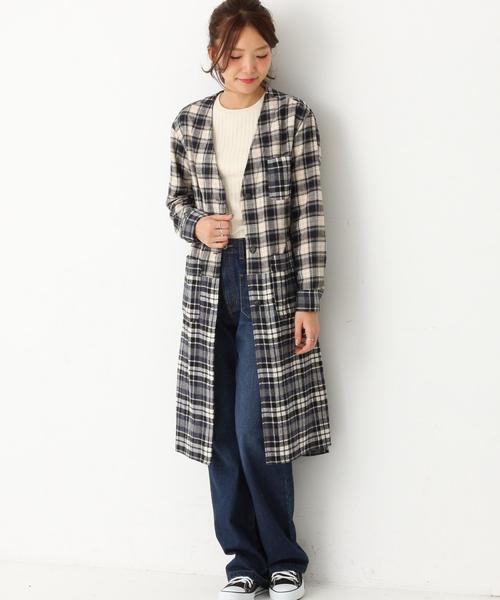 Another Edition（アナザーエディション）の「★★2チェックロングシャツ　ネイビー/AEBC 2CHK LONG SHT　ＮＹ（カーディガン/ボレロ・レディース・ネイビー・フリー）」の16枚目の写真