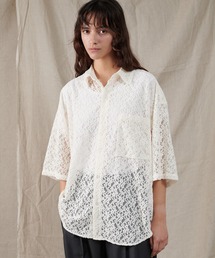 FLOCKY LACE SHEER SHIRT / フロッキーレースシアーシャツ