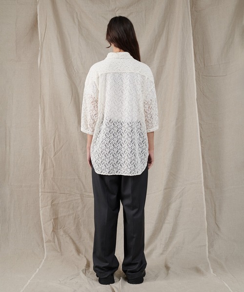セール】FLOCKY LACE SHEER SHIRT / フロッキーレースシアーシャツ 