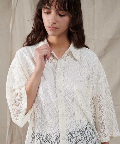 yori フロッキーレースシャツ ホワイト【2025AW】 LE CIEL BLEU