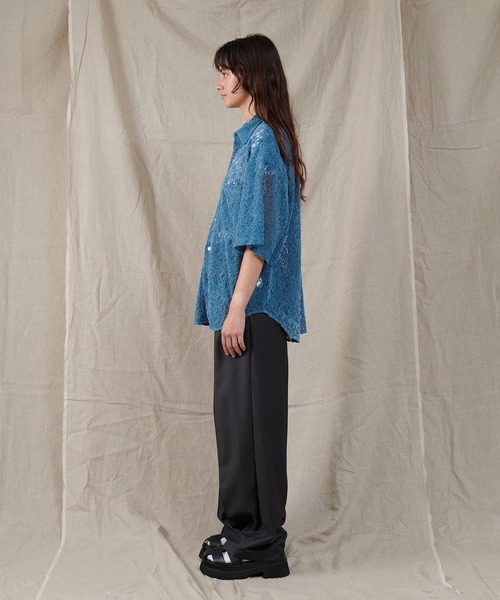 FLOCKY LACE SHEER SHIRT / フロッキーレースシアーシャツ（シャツ