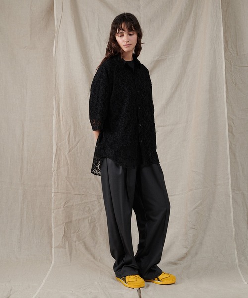 ONCILY(オンシェリー)の「FLOCKY LACE SHEER SHIRT / フロッキーレースシアーシャツ(シャツ/ブラウス・メンズ・アイボリー/ブラック/ブルー・SMALL/MEDIUM/LARGE)」の21枚目の写真