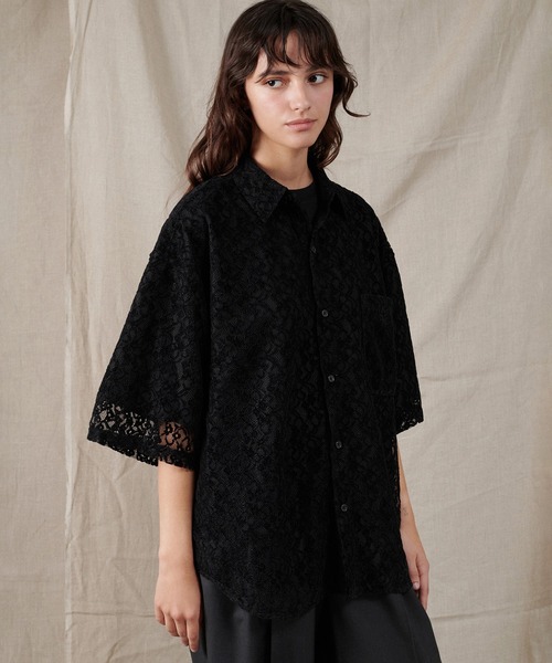 レキップ　ジャージィ ジャケット　フロッキーレースブラウスおまとめ　コート セール】FLOCKY LACE SHEER SHIRT / フロッキーレースシアー