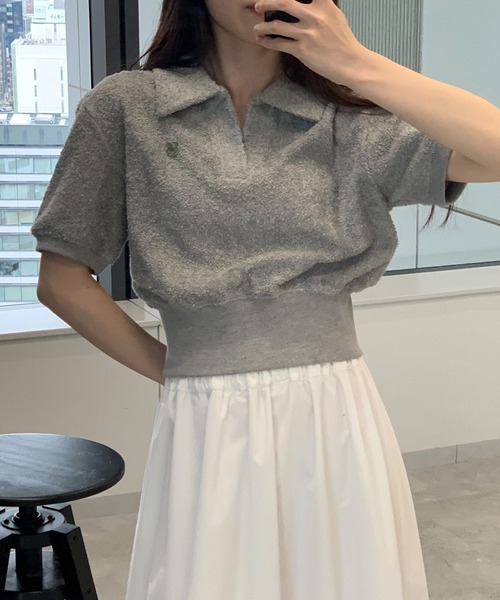 MAGPIEROBIN（マグパイロビン）の「MAGPIE ROBIN／TERRYカラーT（Tシャツ/カットソー・レディース・ライトグリーン/ホワイト/グレー/ベビーピンク・FREE）」の15枚目の写真