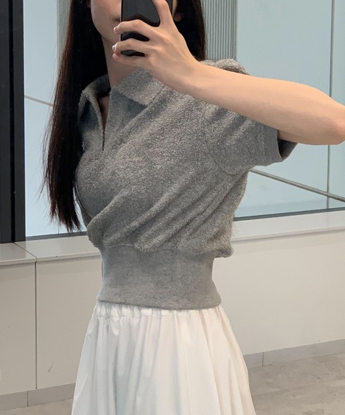 MAGPIEROBIN（マグパイロビン）の「MAGPIE ROBIN／TERRYカラーT（Tシャツ/カットソー・レディース・ライトグリーン/ホワイト/グレー/ベビーピンク・FREE）」の16枚目の写真