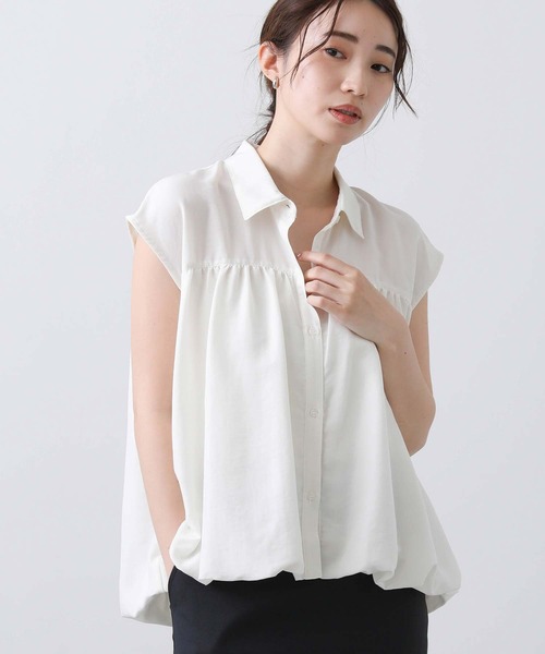 Gready Brilliant（グレディブリリアン）の「Ｅ衿バルーンフレンチブラウス（シャツ/ブラウス・レディース・オフホワイト/ブラウン・FREE）」の2枚目の写真