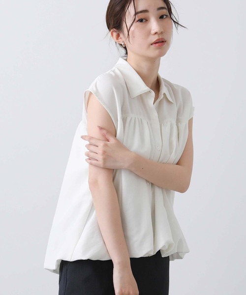 Gready Brilliant（グレディブリリアン）の「Ｅ衿バルーンフレンチブラウス（シャツ/ブラウス・レディース・オフホワイト/ブラウン・FREE）」の12枚目の写真