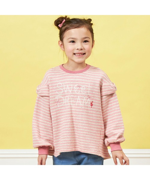 KP（ケーピー）の「袖リボンラメボーダートレーナー(100～150)（その他トップス・キッズ・ピンク/ミント・110cm/120cm/130cm/140cm/150cm/100cm）」の2枚目の写真