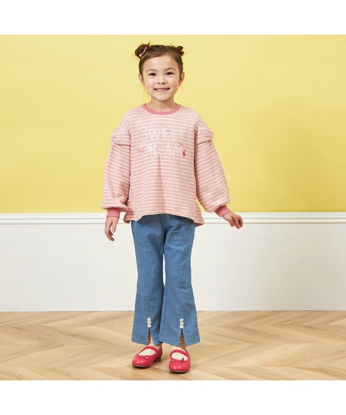 KP（ケーピー）の「袖リボンラメボーダートレーナー(100～150)（その他トップス・キッズ・ピンク/ミント・110cm/120cm/130cm/140cm/150cm/100cm）」の3枚目の写真