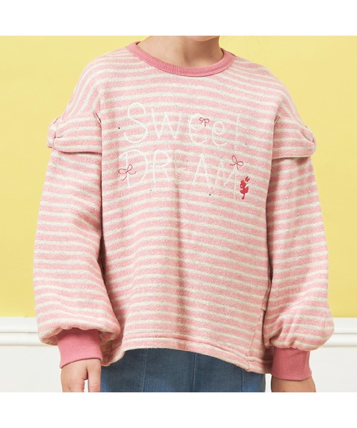 KP（ケーピー）の「袖リボンラメボーダートレーナー(100～150)（その他トップス・キッズ・ピンク/ミント・110cm/120cm/130cm/140cm/150cm/100cm）」の6枚目の写真