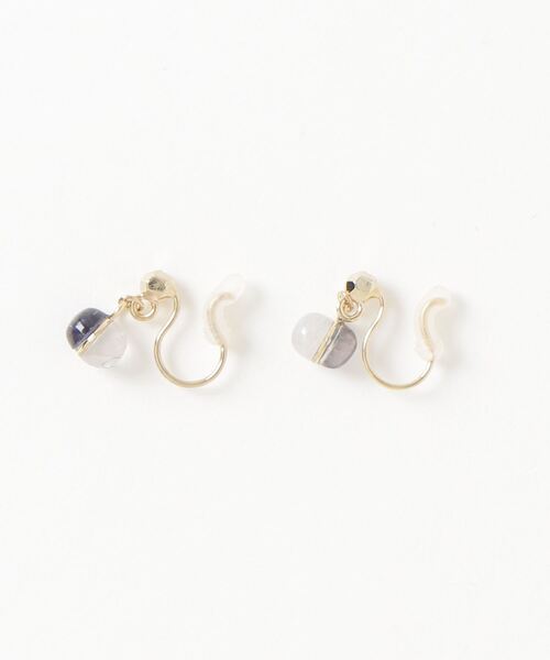 itam（アイタム）の「【itam】アイタム/ 天然石NATURAL STONE 2STONES ブラス ノンホールピアス（イヤリング・レディース・パープル系その他/グリーン系その他/オレンジ系その他/ホワイト系その他/ブルー系その他・FREE）」の4枚目の写真