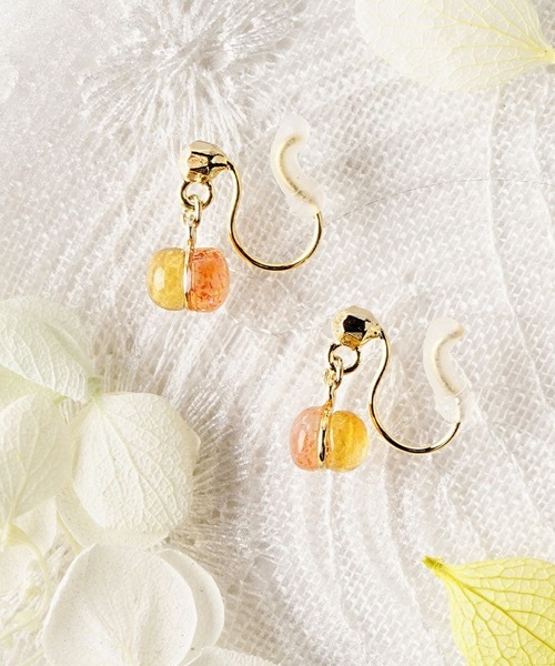 itam（アイタム）の「【itam】アイタム/ 天然石NATURAL STONE 2STONES ブラス ノンホールピアス（イヤリング・レディース・パープル系その他/グリーン系その他/オレンジ系その他/ホワイト系その他/ブルー系その他・FREE）」の5枚目の写真