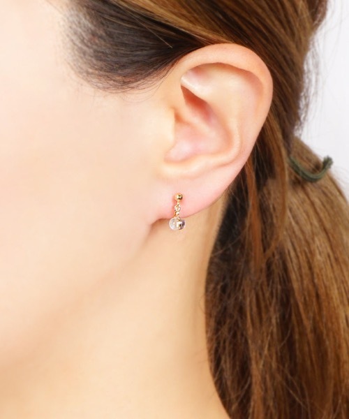 itam（アイタム）の「【itam】アイタム/ 天然石NATURAL STONE 2STONES ブラス ノンホールピアス（イヤリング・レディース・パープル系その他/グリーン系その他/オレンジ系その他/ホワイト系その他/ブルー系その他・FREE）」の6枚目の写真