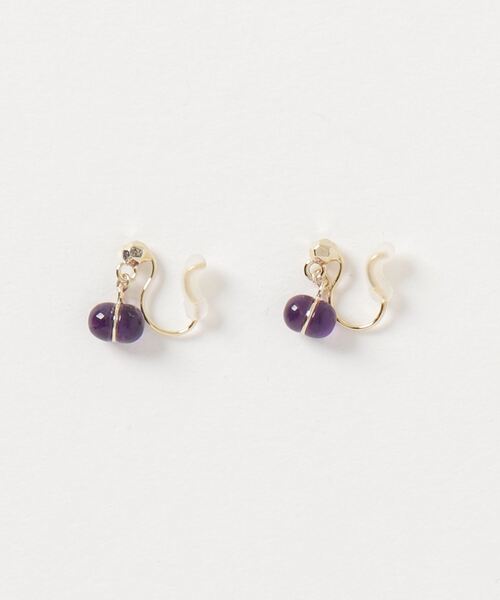 itam（アイタム）の「【itam】アイタム/ 天然石NATURAL STONE 2STONES ブラス ノンホールピアス（イヤリング・レディース・パープル系その他/グリーン系その他/オレンジ系その他/ホワイト系その他/ブルー系その他・FREE）」の8枚目の写真