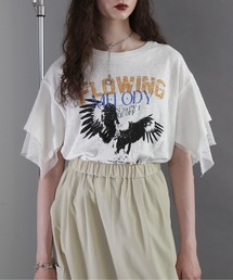 (OKIRAKU×ROSEBUD)メッシュレイヤード スリーブ Tシャツ