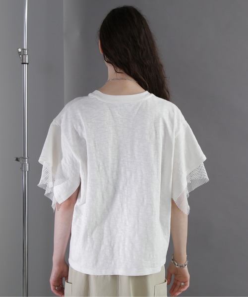 OKIRAKU(オキラク)の「(OKIRAKU×ROSEBUD)メッシュレイヤード スリーブ Tシャツ(スウェット・レディース・ホワイト系その他/グレー・FREE)」の8枚目の写真