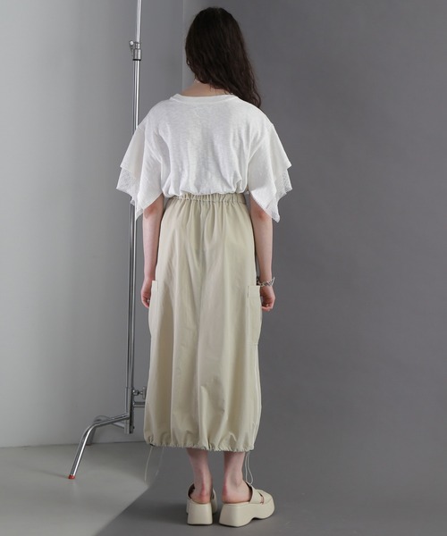 OKIRAKU(オキラク)の「(OKIRAKU×ROSEBUD)メッシュレイヤード スリーブ Tシャツ(スウェット・レディース・ホワイト系その他/グレー・FREE)」の5枚目の写真