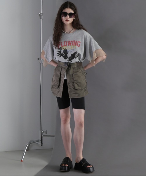 OKIRAKU(オキラク)の「(OKIRAKU×ROSEBUD)メッシュレイヤード スリーブ Tシャツ(スウェット・レディース・ホワイト系その他/グレー・FREE)」の15枚目の写真