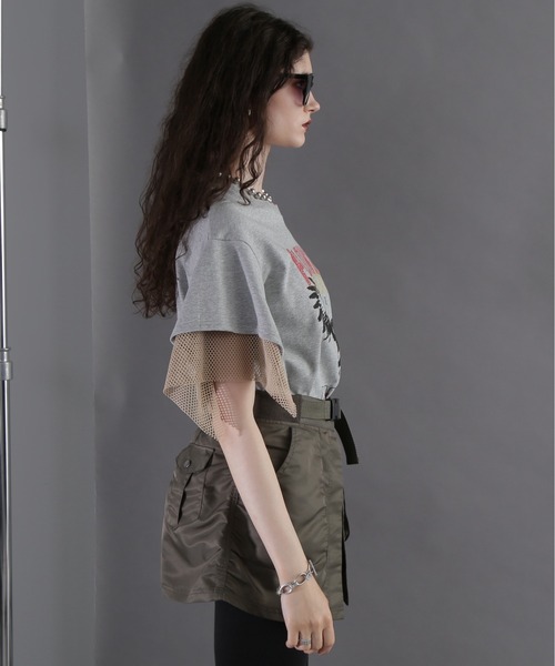 OKIRAKU(オキラク)の「(OKIRAKU×ROSEBUD)メッシュレイヤード スリーブ Tシャツ(スウェット・レディース・ホワイト系その他/グレー・FREE)」の13枚目の写真