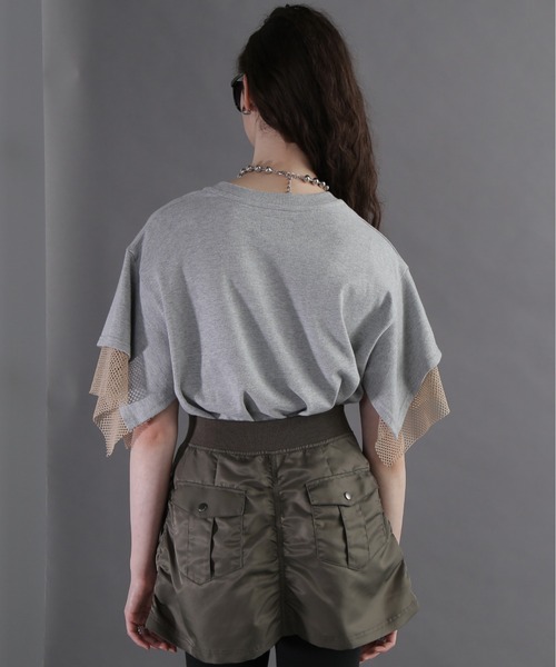 OKIRAKU(オキラク)の「(OKIRAKU×ROSEBUD)メッシュレイヤード スリーブ Tシャツ(スウェット・レディース・ホワイト系その他/グレー・FREE)」の14枚目の写真