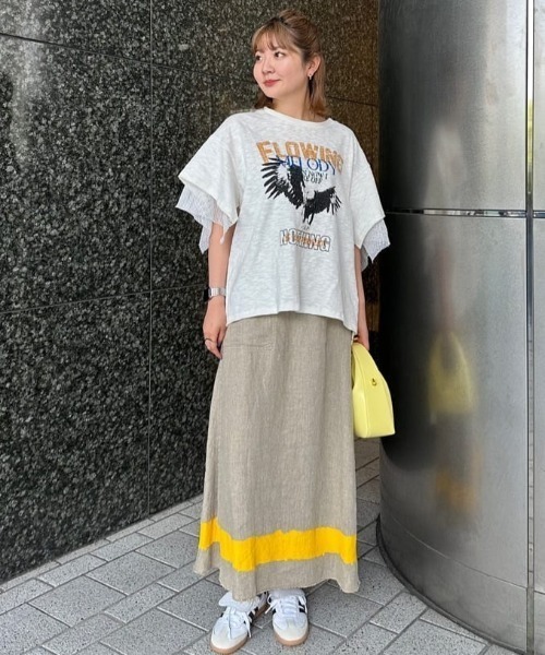 OKIRAKU(オキラク)の「(OKIRAKU×ROSEBUD)メッシュレイヤード スリーブ Tシャツ(スウェット・レディース・ホワイト系その他/グレー・FREE)」の19枚目の写真