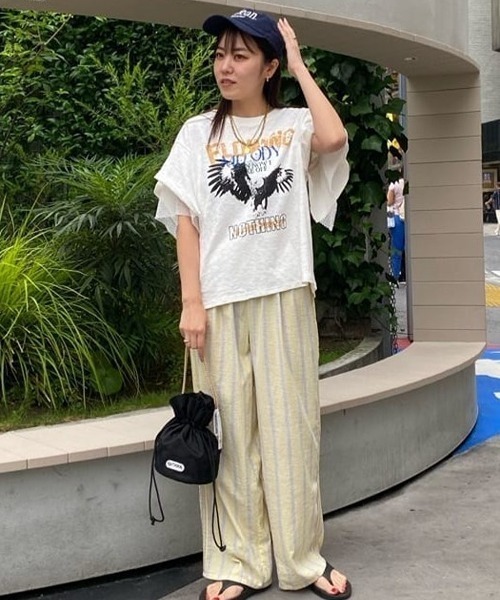 OKIRAKU(オキラク)の「(OKIRAKU×ROSEBUD)メッシュレイヤード スリーブ Tシャツ(スウェット・レディース・ホワイト系その他/グレー・FREE)」の20枚目の写真