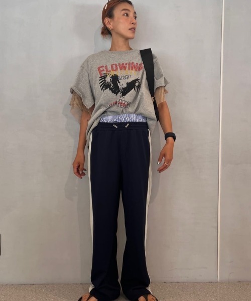 OKIRAKU(オキラク)の「(OKIRAKU×ROSEBUD)メッシュレイヤード スリーブ Tシャツ(スウェット・レディース・ホワイト系その他/グレー・FREE)」の21枚目の写真