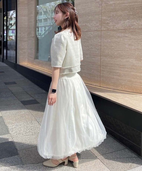 one after another NICE CLAUP(ワンアフターアナザーナイスクラップ)の「【再入荷】ツイードジャケット(ノーカラージャケット・レディース・ブラック/アイボリー/ミント・FREE)」の20枚目の写真