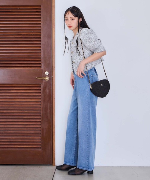 one after another NICE CLAUP(ワンアフターアナザーナイスクラップ)の「【再入荷】ツイードジャケット(ノーカラージャケット・レディース・ブラック/アイボリー/ミント・FREE)」の9枚目の写真