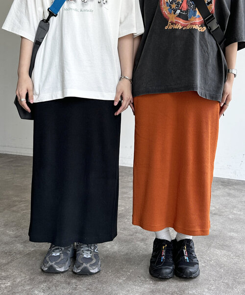 CPCM（シーピーシーエム）の「リブスカート（スカート・レディース・オリーブ/オレンジ/ブラック/グレー/アイボリー・SMALL/MEDIUM）」の6枚目の写真