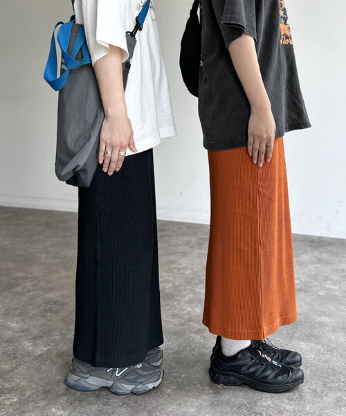 CPCM（シーピーシーエム）の「リブスカート（スカート・レディース・オリーブ/オレンジ/ブラック/グレー/アイボリー・SMALL/MEDIUM）」の7枚目の写真