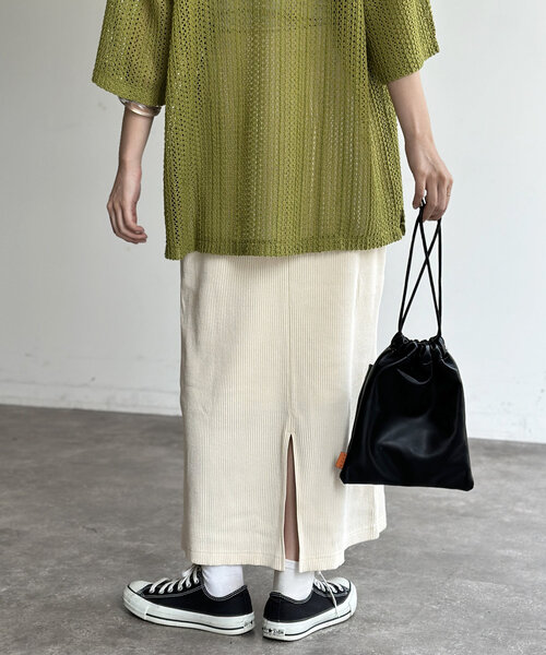 CPCM（シーピーシーエム）の「リブスカート（スカート・レディース・オリーブ/オレンジ/ブラック/グレー/アイボリー・SMALL/MEDIUM）」の10枚目の写真