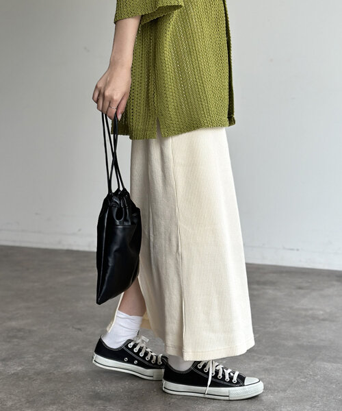 CPCM（シーピーシーエム）の「リブスカート（スカート・レディース・オリーブ/オレンジ/ブラック/グレー/アイボリー・SMALL/MEDIUM）」の11枚目の写真