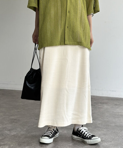 CPCM（シーピーシーエム）の「リブスカート（スカート・レディース・オリーブ/オレンジ/ブラック/グレー/アイボリー・SMALL/MEDIUM）」の12枚目の写真