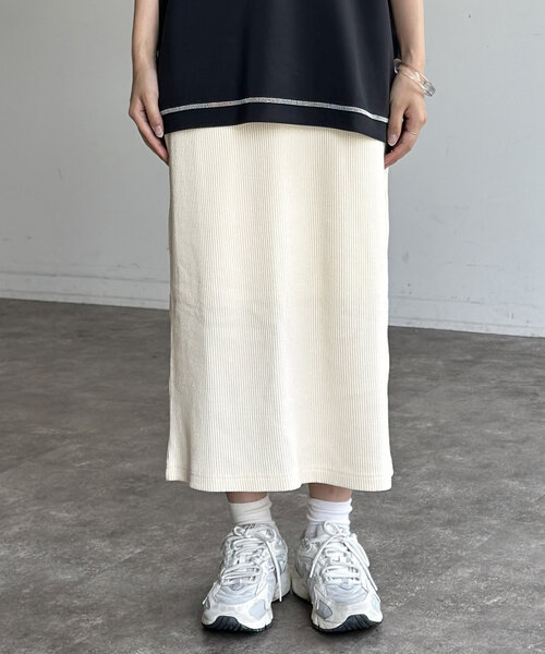 CPCM（シーピーシーエム）の「リブスカート（スカート・レディース・オリーブ/オレンジ/ブラック/グレー/アイボリー・SMALL/MEDIUM）」の19枚目の写真