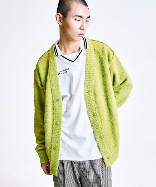 City Ambient Products:〈手洗い可能〉ループヤーン ワイドリブ カーディガン