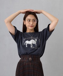 NICOLE CLUB（ニコル　クラブ）の「ホースプリント＋刺繍TEE（Tシャツ/カットソー）」