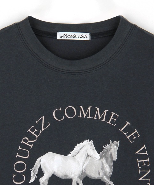 NICOLE CLUB(ニコル クラブ)の「ホースプリント+刺繍TEE(Tシャツ/カットソー・レディース・イエロー/オフホワイト/チャコールグレー・FREE)」の19枚目の写真