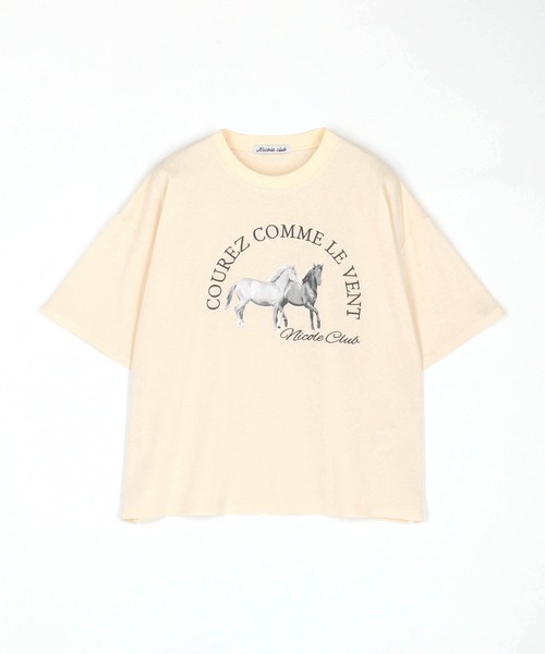 NICOLE CLUB(ニコル クラブ)の「ホースプリント+刺繍TEE(Tシャツ/カットソー・レディース・イエロー/オフホワイト/チャコールグレー・FREE)」の21枚目の写真