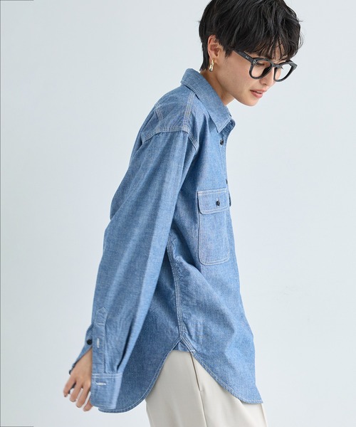 BARNYARDSTORM(バンヤードストーム)の「BARNYARDSTORM / 【スタイリスト若狭恵美さんご紹介アイテム】フラップダンガリーシャツ / マシンウォッシャブル(シャツ/ブラウス・レディース・インディゴブルー/ブルー系その他・FREE)」の9枚目の写真