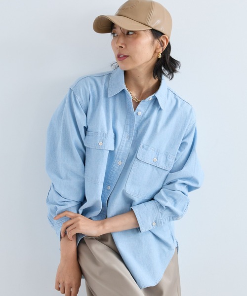 BARNYARDSTORM(バンヤードストーム)の「BARNYARDSTORM / 【スタイリスト若狭恵美さんご紹介アイテム】フラップダンガリーシャツ / マシンウォッシャブル(シャツ/ブラウス・レディース・インディゴブルー/ブルー系その他・FREE)」の7枚目の写真