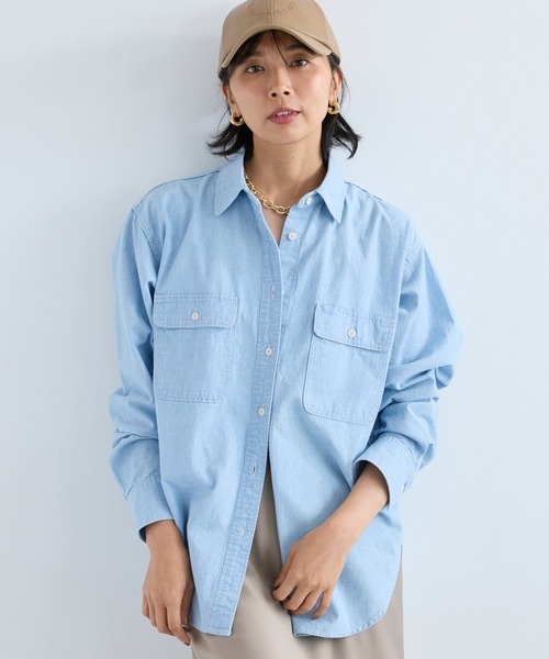 BARNYARDSTORM(バンヤードストーム)の「BARNYARDSTORM / 【スタイリスト若狭恵美さんご紹介アイテム】フラップダンガリーシャツ / マシンウォッシャブル(シャツ/ブラウス・レディース・インディゴブルー/ブルー系その他・FREE)」の18枚目の写真