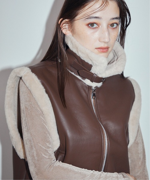 セール】ボアレザーベスト（ベスト）｜MOCOA'S（モコアズ）の