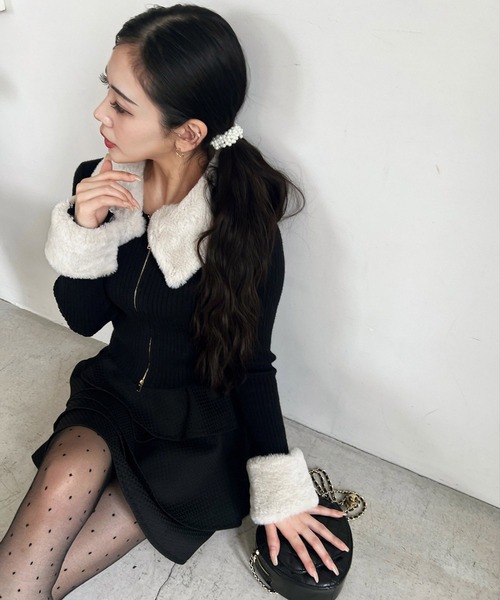 ROYAL PARTY（ロイヤルパーティー）の「ファー付ダブルZIPニット