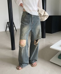 ヴィンテージダメージデニムワイドパンツ