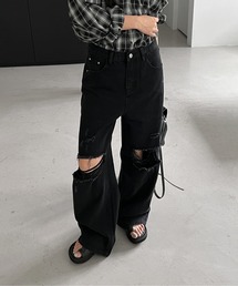 ヴィンテージダメージデニムワイドパンツ