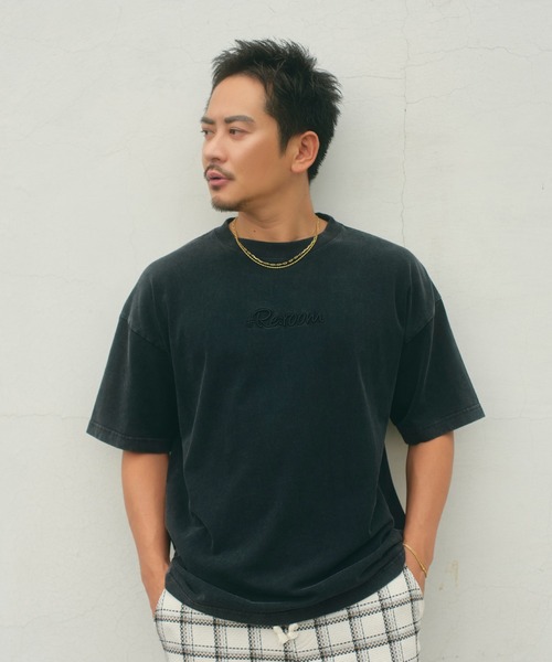 #Re:room(リルーム)の「3DロゴピグメントウォッシュビッグTシャツ(Tシャツ/カットソー・メンズ・カーキ/ライトブルー・S-M/M-L)」の7枚目の写真