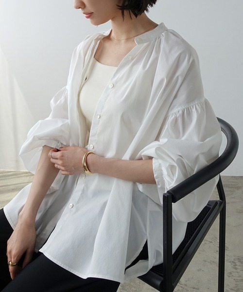 セール】イージーケアギャザーシャツブラウス（シャツ/ブラウス